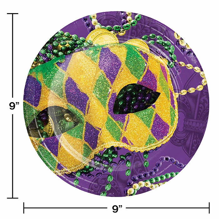 Creative Converting Mardi Gras Party Decorations Masks Of Mardi Gras Paper Plates, 8 Ct