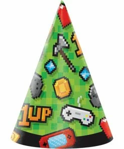 Creative Converting Kids Birthday Party Themes Video Game Party Party Hats, 8 Ct