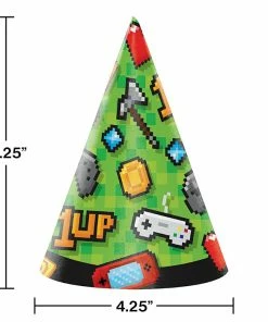 Creative Converting Kids Birthday Party Themes Video Game Party Party Hats, 8 Ct