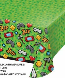 Creative Converting Kids Birthday Party Themes Gaming Party Plastic Tablecover All Over Print, 54" X 102"