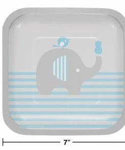 Creative Converting Little Peanut Boy Elephant Dessert Plates, 8 Ct Baby Showers