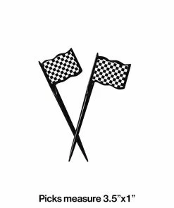 Creative Converting Racing Theme Party Decorations Black And White Check Picks, 12 Ct