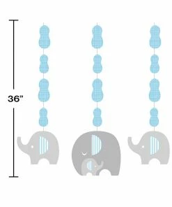 Creative Converting Baby Showers Little Peanut Boy Elephant Hanging Cutouts, 3 Ct