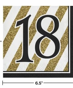 Creative Converting Black And Gold 18th Birthday Napkins, 16 Ct