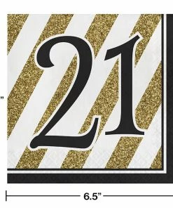 Creative Converting Black And Gold 21st Birthday Napkins, 16 Ct Adult Birthday Party Themes