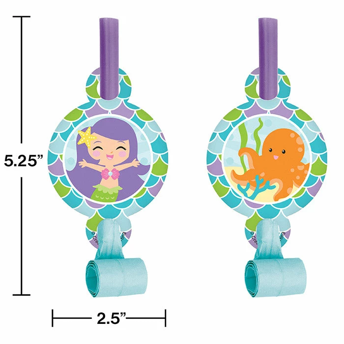 Creative Converting Mermaid Friends Blowouts W/Med, 8 Ct