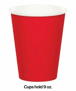 Creative Converting Solid Color Tableware Classic Red Hot/Cold Paper Cups 9 Oz., 24 Ct