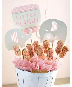 Creative Converting Little Peanut Girl Elephant Diy Centerpiece Sticks, 3 Ct