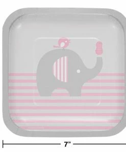 Creative Converting Little Peanut Girl Elephant Dessert Plates, 8 Ct