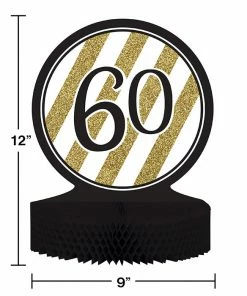 Creative Converting Black And Gold 60th Birthday Centerpiece