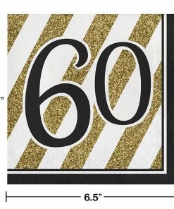 Creative Converting Black And Gold 60th Birthday Napkins, 16 Ct Adult Birthday Party Themes