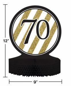 Creative Converting Black And Gold 70th Birthday Centerpiece