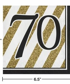Creative Converting Black And Gold 70th Birthday Napkins, 16 Ct Adult Birthday Party Themes