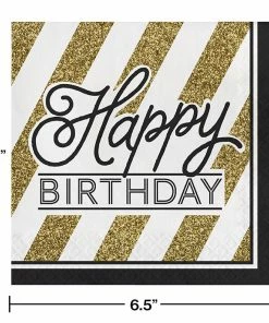 Creative Converting Black And Gold Birthday Napkins, 16 Ct