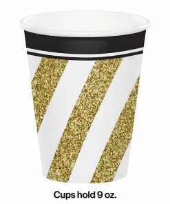 Creative Converting Black & Gold Hot/Cold Paper Cups 9 Oz., 8 Ct Adult Birthday Party Themes