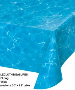 Creative Converting Water Print Plastic Table Cover, 54" X 108"