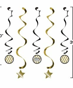 Creative Converting Black And Gold Dizzy Danglers, 5 Ct