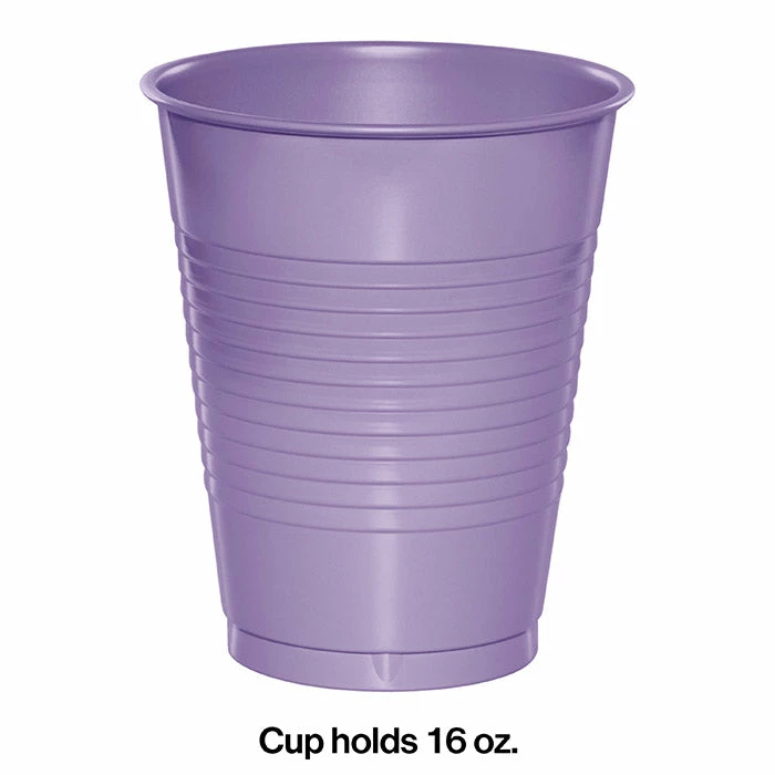Creative Converting Luscious Lavender Plastic Cups, 20 Ct Solid Color Tableware