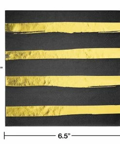 Creative Converting Solid Color Tableware Toc Black Velvet Foil Luncheon Napkin 3Ply, Foil Stamp, 16 Ct