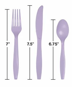 Creative Converting Solid Color Tableware Luscious Lavender Purple Assorted Plastic Cutlery, 24 Ct