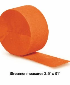 Creative Converting Sunkissed Orange Crepe Streamers 81' Solid Color Tableware