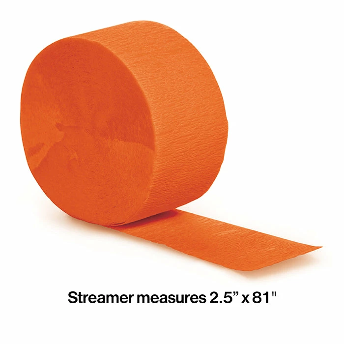 Creative Converting Sunkissed Orange Crepe Streamers 81' Solid Color Tableware