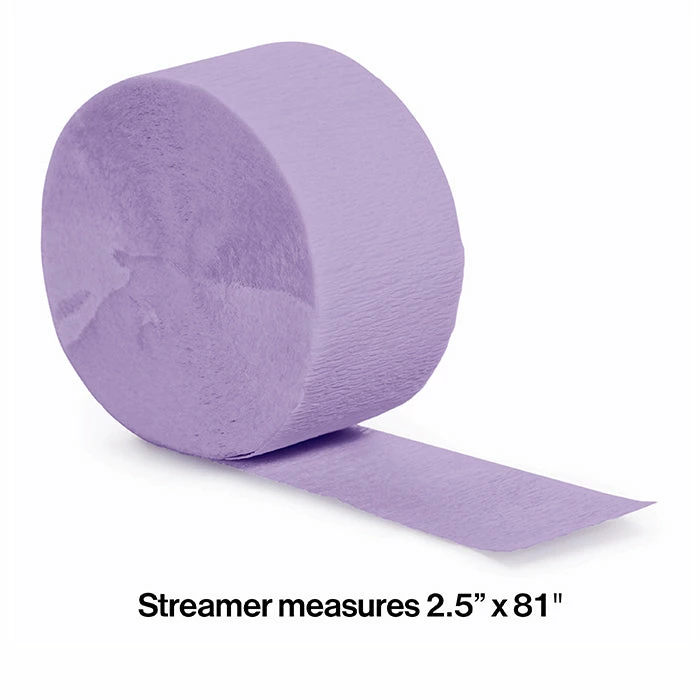 Creative Converting Solid Color Tableware Luscious Lavender Crepe Streamers 81'