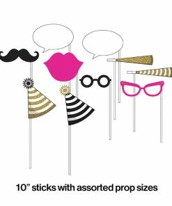 Creative Converting Black And Gold Photo Booth Props, 10 Ct