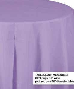Creative Converting Solid Color Tableware Luscious Lavender Tablecover, Octy Round 82" Plastic