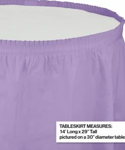 Creative Converting Solid Color Tableware Luscious Lavender Plastic Tableskirt, 14' X 29"