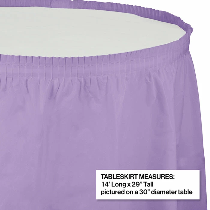 Creative Converting Solid Color Tableware Luscious Lavender Plastic Tableskirt, 14' X 29"