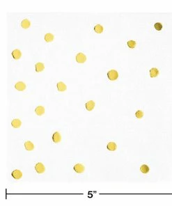 Creative Converting Toc White Gold Foil Beverage Napkin, 3Ply Foil Stamped, 16 Ct Solid Color Tableware