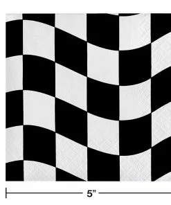 Creative Converting Black And White Check Beverage Napkins, 18 Ct Racing Theme Party Decorations