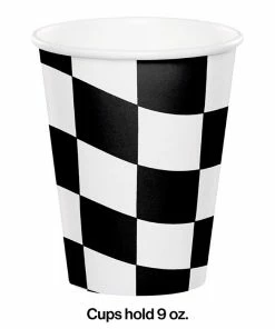Creative Converting Black & White Check Hot/Cold Paper Cups 9 Oz., 8 Ct