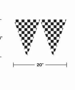 Creative Converting Racing Theme Party Decorations Black And White Check Flag Banner, 20 Ft.