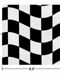 Creative Converting Racing Theme Party Decorations Black And White Check Napkins, 18 Ct