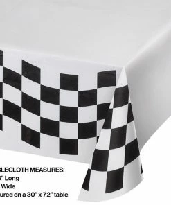 Creative Converting Black And White Check Paper Table Cover, 54" X 102" Racing Theme Party Decorations