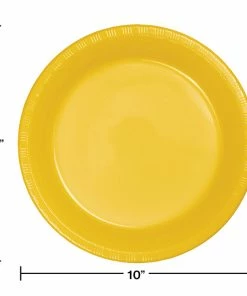 Creative Converting School Bus Yellow Plastic Banquet Plates, 20 Ct Solid Color Tableware