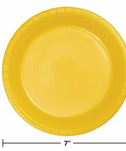 Creative Converting School Bus Yellow Plastic Dessert Plates, 20 Ct Solid Color Tableware