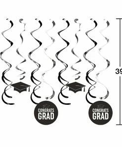 Creative Converting Black Graduation Dizzy Danglers, 8 Ct Graduation Party Supplies