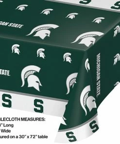 Creative Converting NCAA College Themed Party Decorations Michigan State University Plastic Table Cover, 54" X 108"