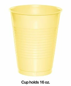 Creative Converting Mimosa Yellow Plastic Cups, 20 Ct Solid Color Tableware