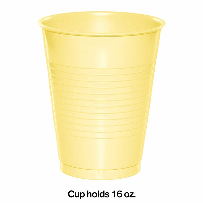 Creative Converting Mimosa Yellow Plastic Cups, 20 Ct Solid Color Tableware