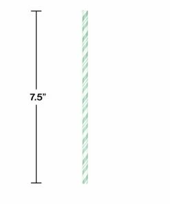 Creative Converting General Decorations Mint Green Striped Paper Straws, 24 Ct