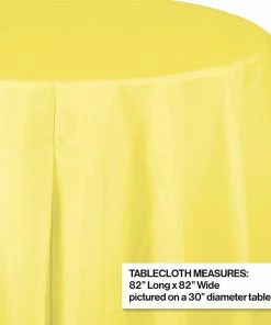 Creative Converting Solid Color Tableware Mimosa Tablecover, Octy Round 82" Plastic