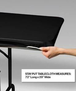 Creative Converting Stay Put Tablecover Black, 29" X 72" Solid Color Tableware