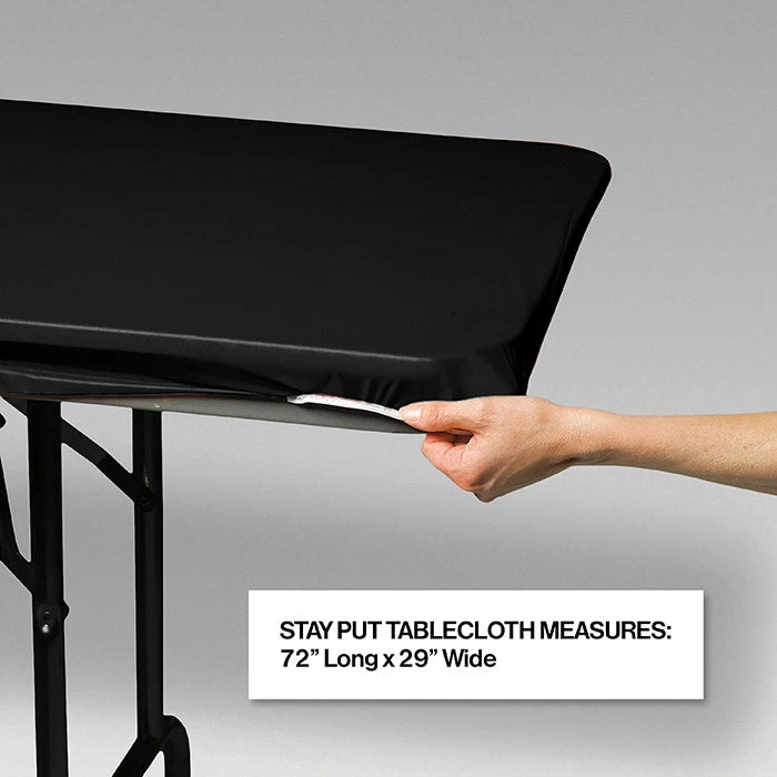 Creative Converting Stay Put Tablecover Black, 29" X 72" Solid Color Tableware