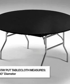 Creative Converting Stay Put Tablecover Black, 60" Solid Color Tableware