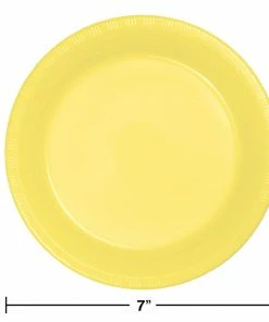 Creative Converting Solid Color Tableware Mimosa Yellow Plastic Dessert Plates, 20 Ct