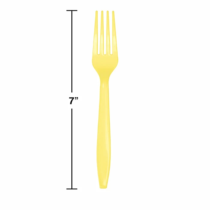 Creative Converting Mimosa Yellow Plastic Forks, 24 Ct Solid Color Tableware